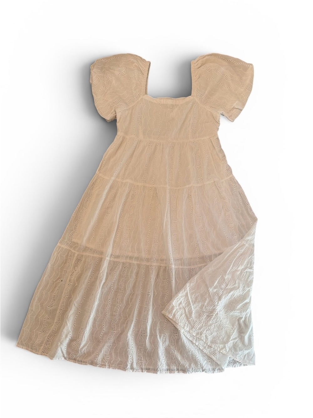 Kings Road Classic White Puff Sleeve Smocked Tiered Maxi Dress - Picture 2 of 6
